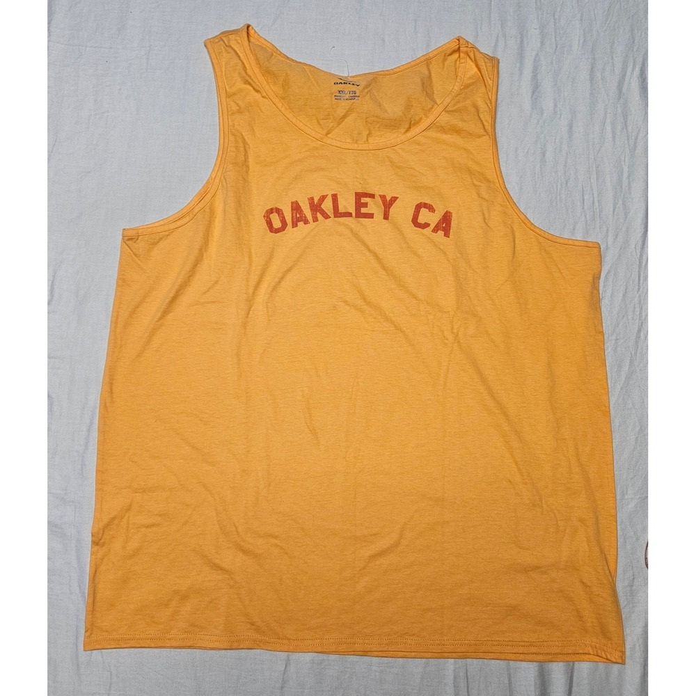 Oakley Tank Top Mens XXL Orange CA Graphic Sleeveless Crew Neck Casual Beach Tee